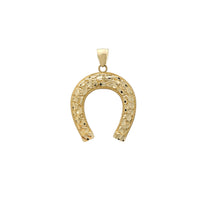 Milgrained Border Nugget Textured Horseshoe Pendant (14K) Popular Jewelry New York