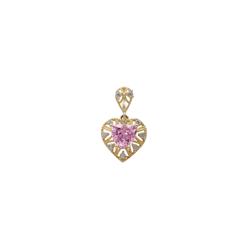 Milgrained Heart Stone Pendant (14K) Popular Jewelry New York