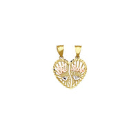 Milgrained obrisan prenosni srček Te Amo Heart (14K) Popular Jewelry NY