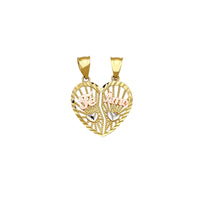 Milgrained Outlined Partable Te Amo Heart Pendant (14K) Popular Jewelry New York