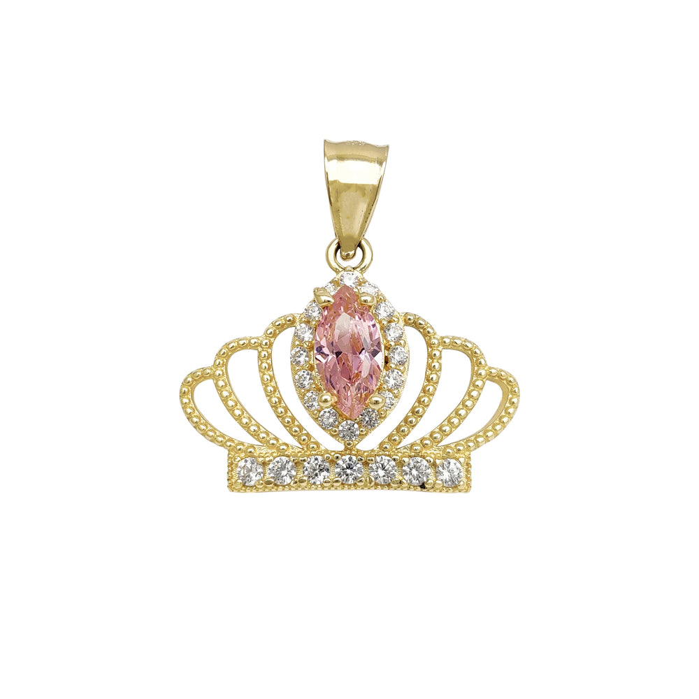 Milgrained Princess Crown Pendant (14K) Popular Jewelry New York