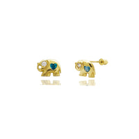 Mini Elephant Stud Earrings (14K) 14 Karat Yellow Gold, Popular Jewelry New York