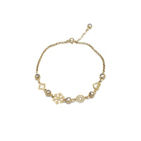 Mix Charms CZ Anklet (14K)