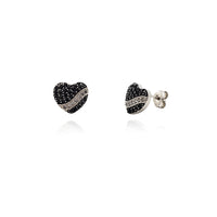Monochrome Ice Heart Stud Earrings (Silver) Popular Jewelry New York
