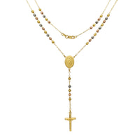 [Moon-Cuts Beads] Tricolor Nuestra Señora Guadalupe Rosary Necklace (14K) Popular Jewlery New York