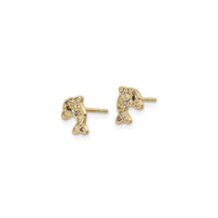 Multi-Color Mini Icy Dolphin Stud Earrings (14K) side - Popular Jewelry - New York