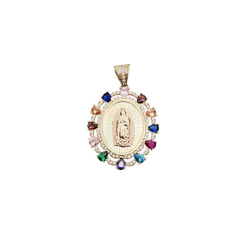 Multi-Color CZ Virgin Mary Pendant (14K)