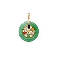 Multi-Color Flower Halo Jade Pendant (14K) Popular Jewelry New York