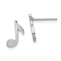 Music Note Stud Earrings (Silver)