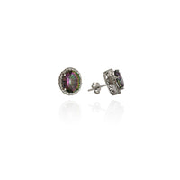 Mystic Fire Halo Set CZ Earrings (Silver) New York Popular Jewelry