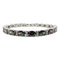Mystic Fire Oval Shaped Tennis Bracelet (Silver)
