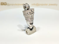 Iced-Out Nefertiti Pendant Perak - Popular Jewelry