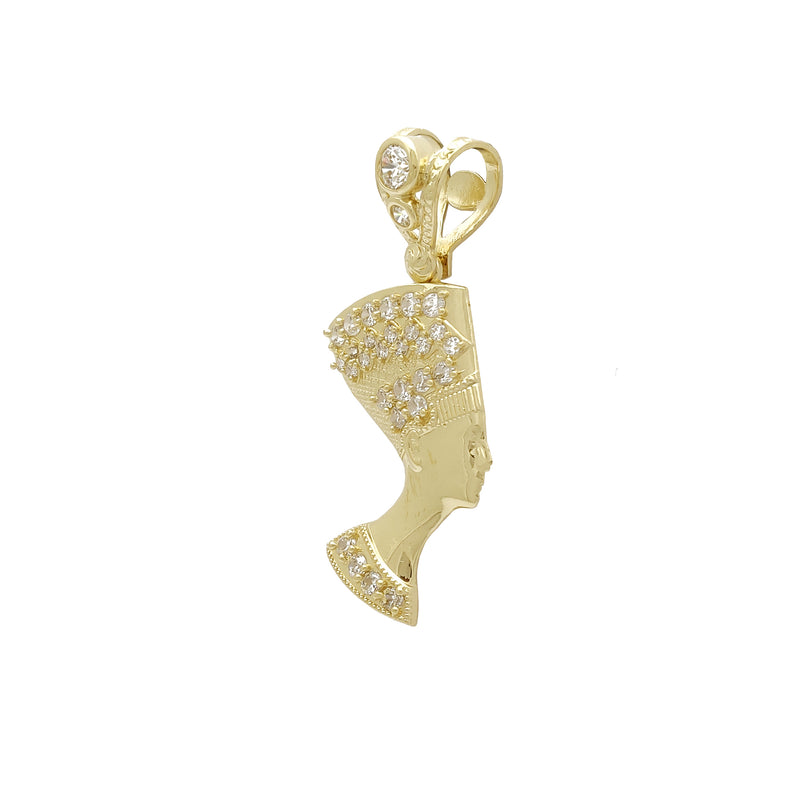 Nefertiti CZ Pendant (14K) 14 Karat Yellow Gold, Cubic Zirconia, Popular Jewelry New York