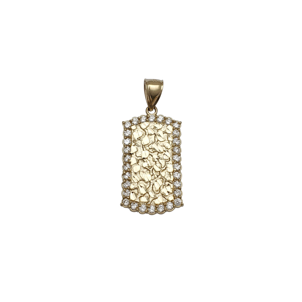 Nugget Dog Tag CZ Pendant (14K)
