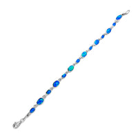 Oval Blue Opal Bracelet (Silver)