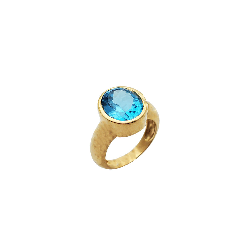 Oval Blue Stone Ring (14K)