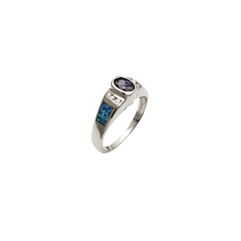 Opal CZ Wedding Ring (Silver)
