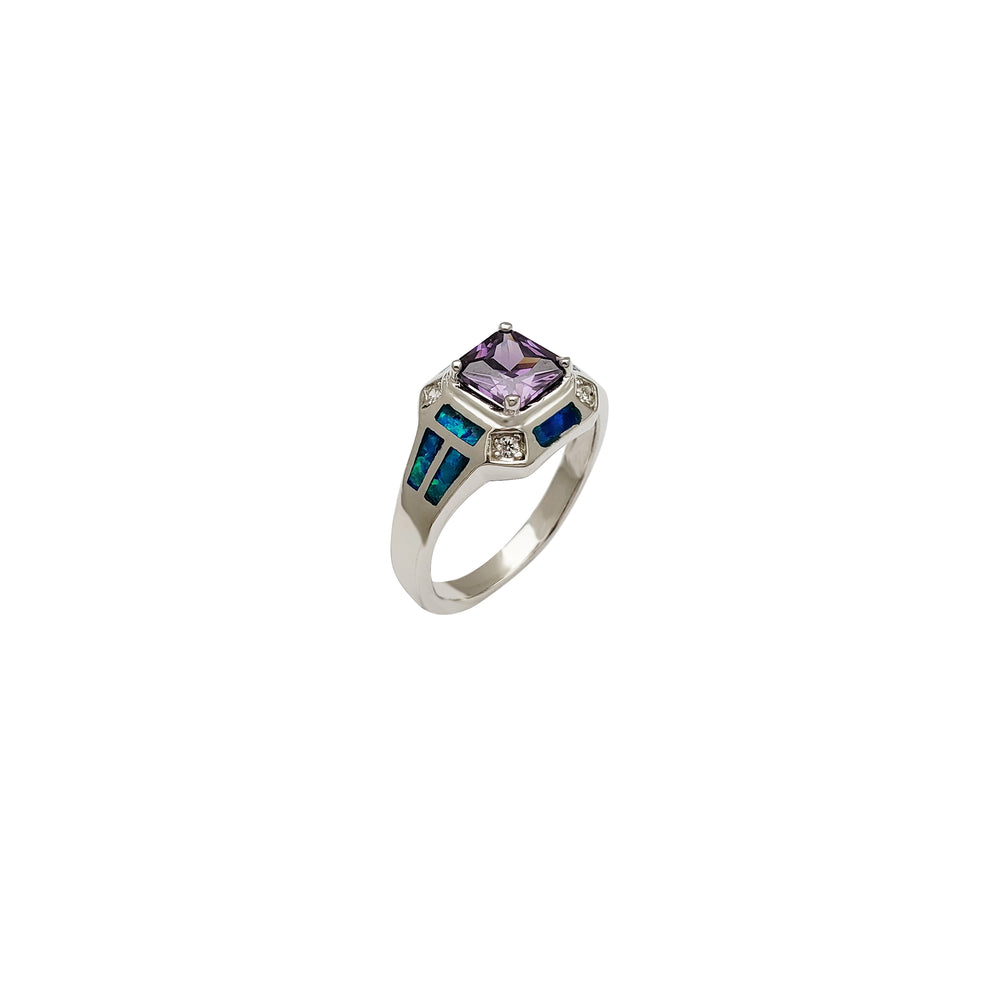 Opal CZ Wedding Ring (14K)