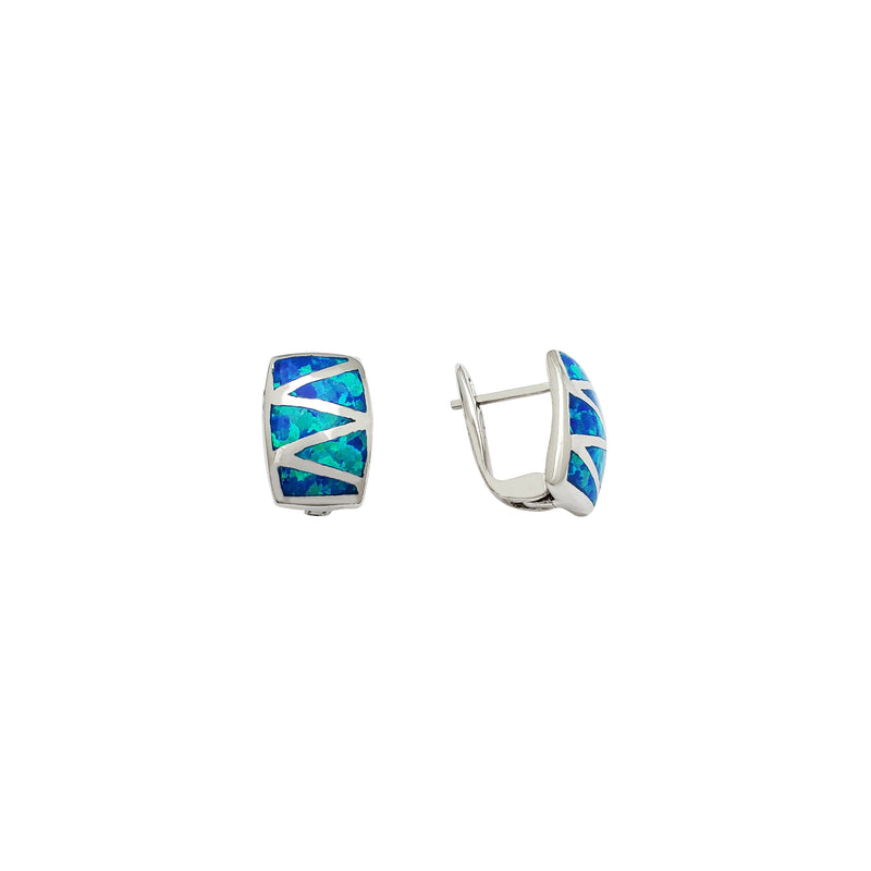 Opal Curved Plate Earrings (Silver)