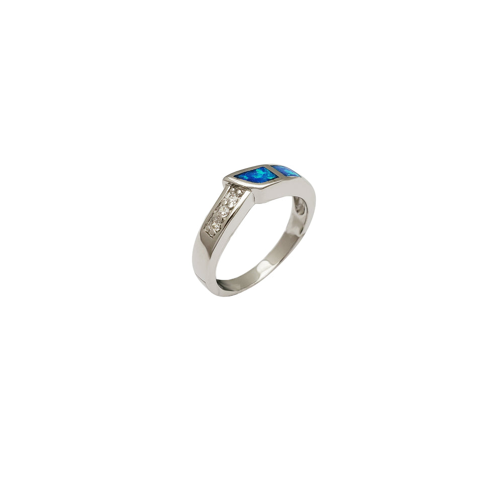 Opal Mix Gemstone CZ Ring (Silver)