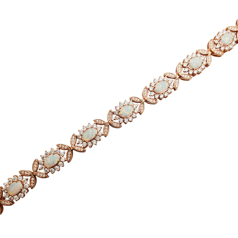 Opal XO Flower CZ Bracelet (Silver)