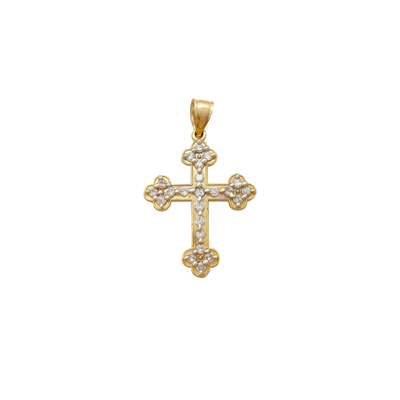 Orthodox Budded Stone-Set Cross Pendant (14K) Popular Jewelry New York