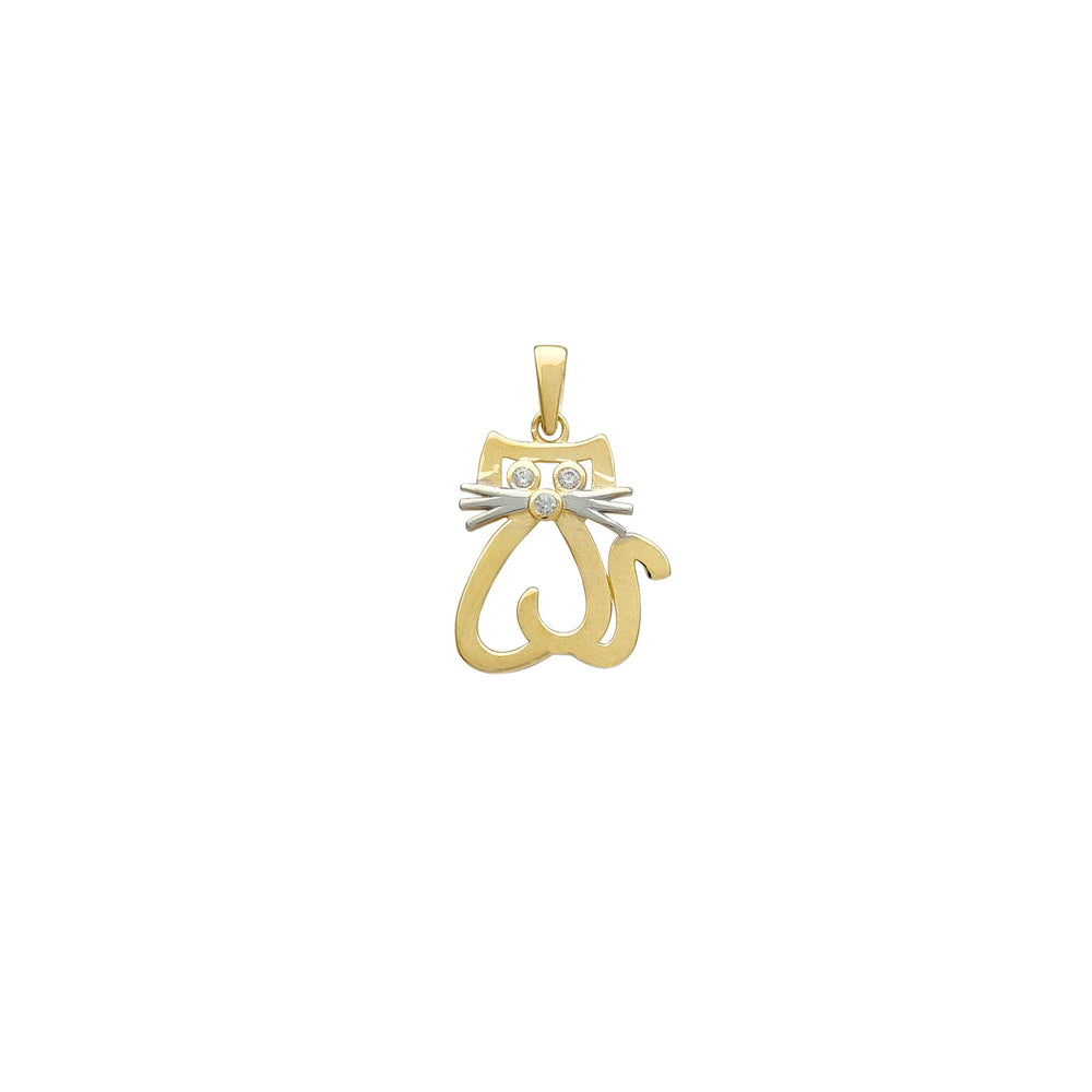 Outline Zirconia Cat Pendant (14K) Popular Jewelry New York