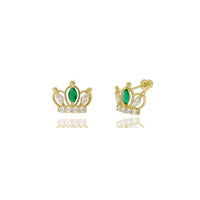 Outline Crown CZ Earrings (14K) 14 Karat Yellow Gold, Empire, Popular Jewelry New York