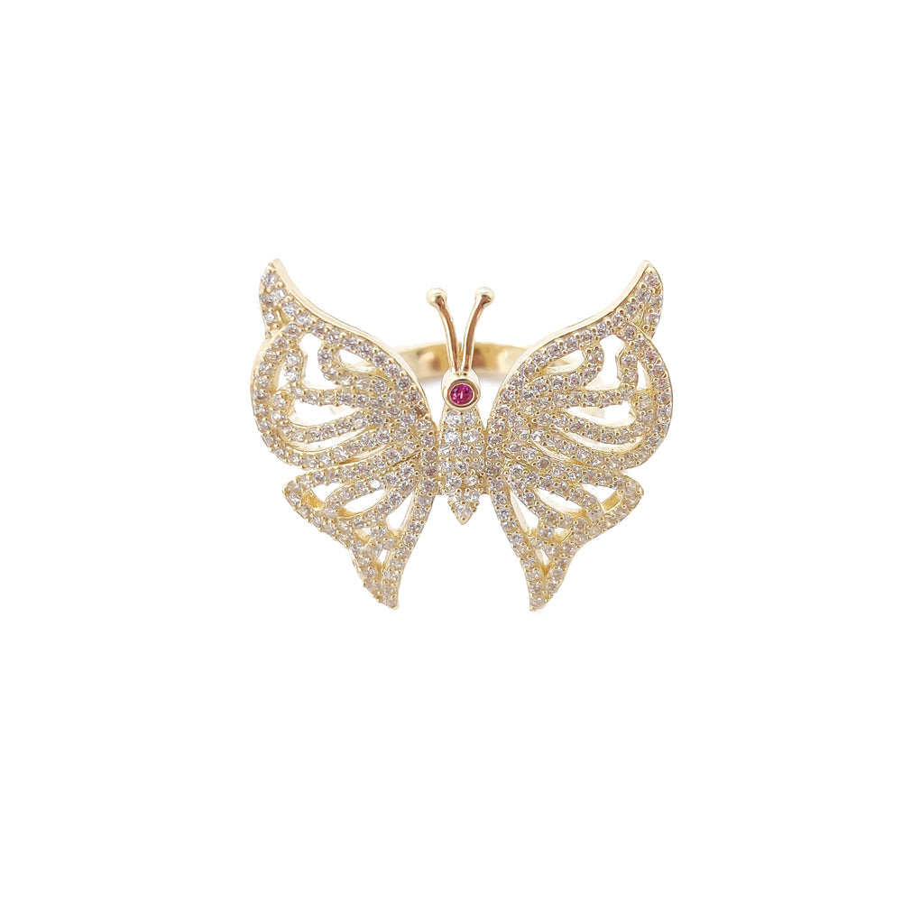 Outline Pave Butterfly Ring (14K) Popular Jewelry New York