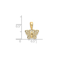 Miniature Dainty Outlined Filigree Butterfly Pendant (14K)
