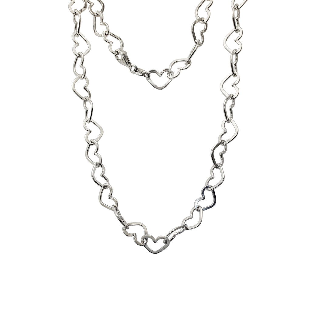 18k Gold Filled Over Silver 7.5" Heart Link Chain Bracelet – 16mm Cuban Link, Women's D723