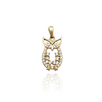 Outlined Owl CZ Pendant (14K)