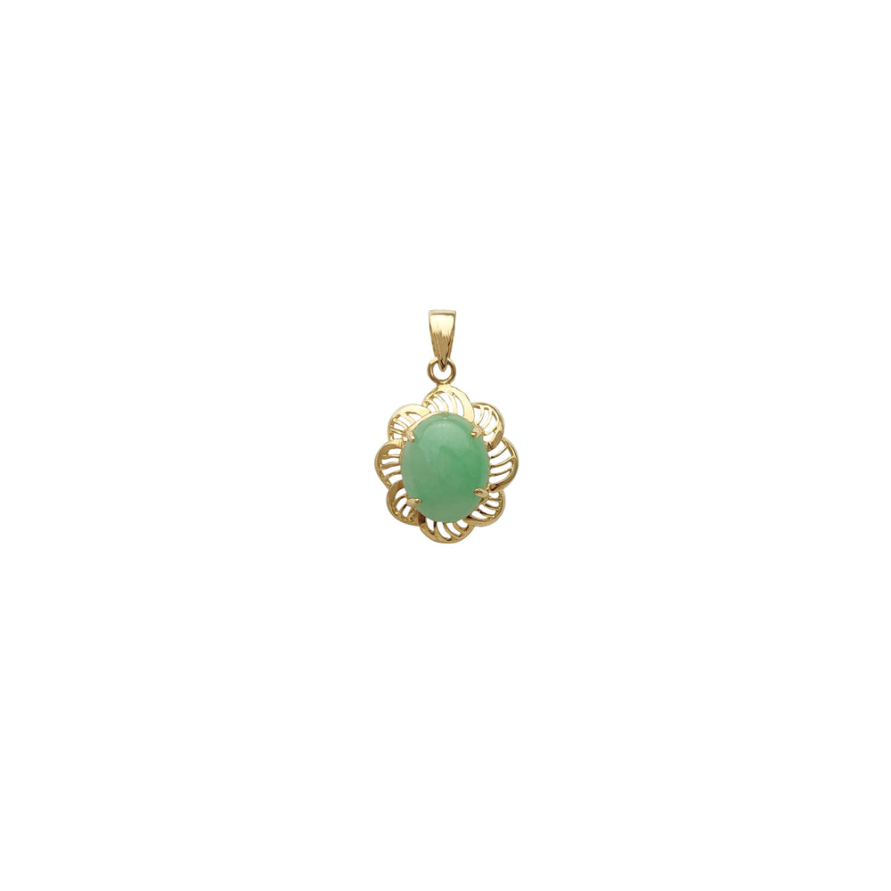 Outlined Petals Flower Jade Pendant (14K) Popular Jewelry New York