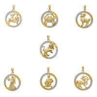 Garis Besar Zodiac Sign Medallion Pendant (14K) Popular Jewelry NY
