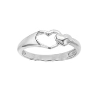 Outlined & Puffy Hearts Ring (Silver) Popular Jewelry New York