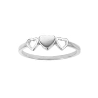 Outlined & Puffy Three-Hearts Ring (Silver) Popular Jewelry New York