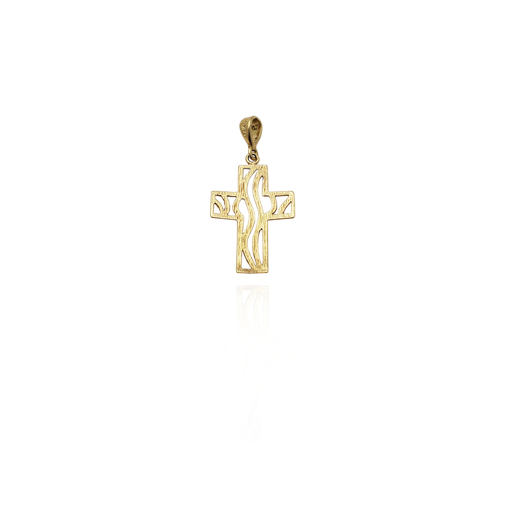 Outlined Wave Cross Pendant (14K) – Popular J