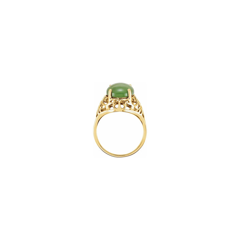 Oval Nephrite Jade Openwork Ring (14K) setting - Popular Jewelry - New York