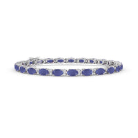 Diamonds and Oval Blue Sapphires Tennis Bracelet (14K).