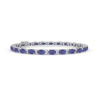 Diamond Oval Sapphire Tennis Bracelet (14K)
