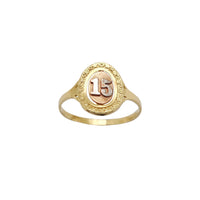 Oval Framed 15 Quinceañera Ring (14K) Popular Jewelry New York