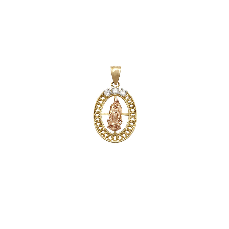 Oval Milgrain Virgin Mary Pendant (14K) Popular Jewelry New York