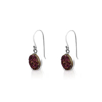 Oval Purple Glitter Drop Earrings (Silver) Popular Jewelry New York