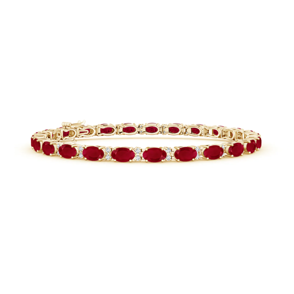Diamond Oval Ruby Tennis Bracelet (14K)