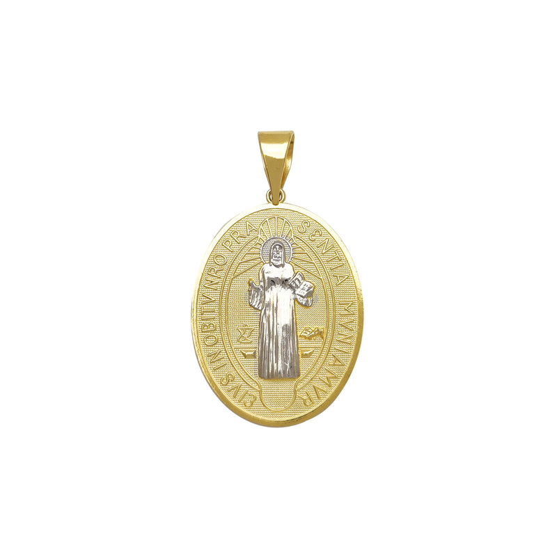 L Size Oval Saint Benedict Medallion Pendant (14K) Popular Jewelry New York