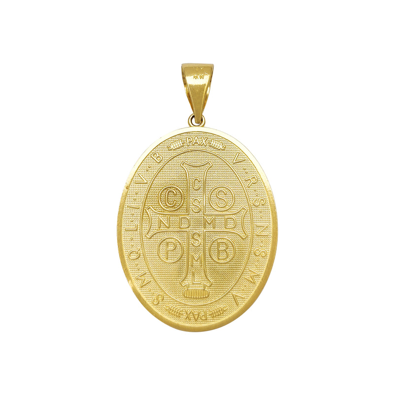 XL Size Oval Saint Benedict Medallion Pendant (14K) Popular Jewelry New York