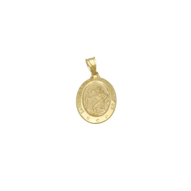 Oval Saint Christopher Protect Us Medallion Pendant (14K)
