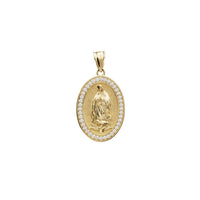Oval Virgin Mary CZ Pendant (14K)