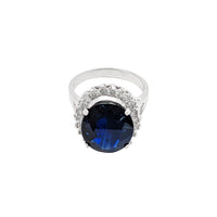 Sapphire Diamond Halo White Gold Ring (14K) Popular Jewelry New York