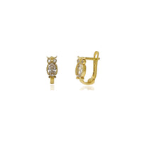 Owl CZ Earrings (14K) 14 Karat Yellow Gold, Popular Jewelry New York